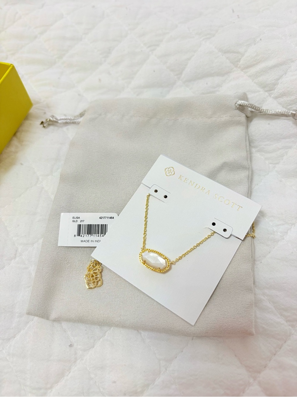Kendra Scott Gold Necklace with White Stone